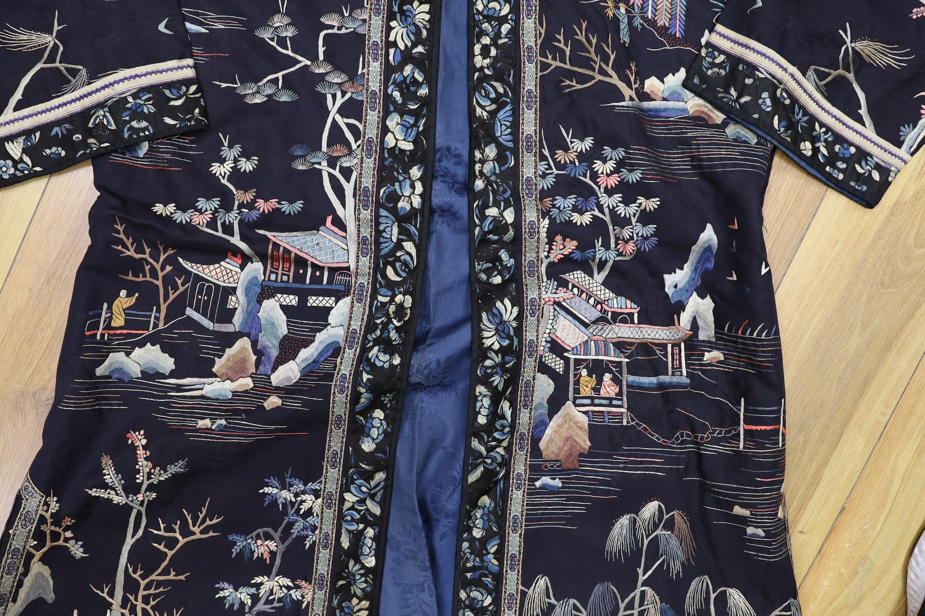 A Chinese embroidered silk robe